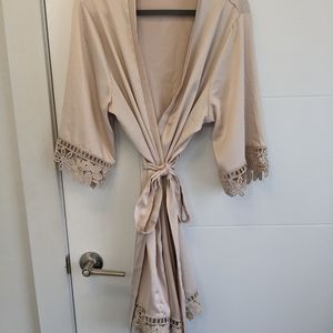 Bridal bridesmaid silk robe with lace